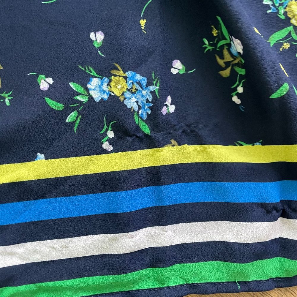 CeCe Bouquet Print Puff Sleeve A-line Midi Dress (L) Classic Navy - NWT - Picture 8 of 9